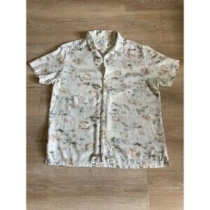 Porter & Ash Tie Dye Shirt Mens Large Linen Blend Earth Tone Boho Casual